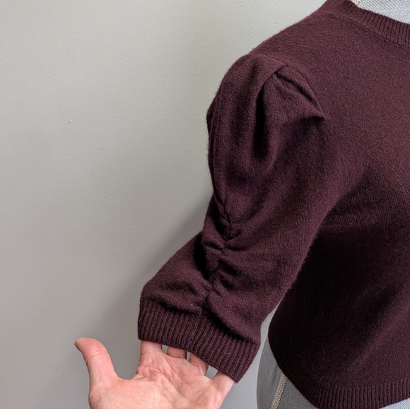 Frame Ruched Puff Sleeve Cashmere Sweater - Picture 4 of 13